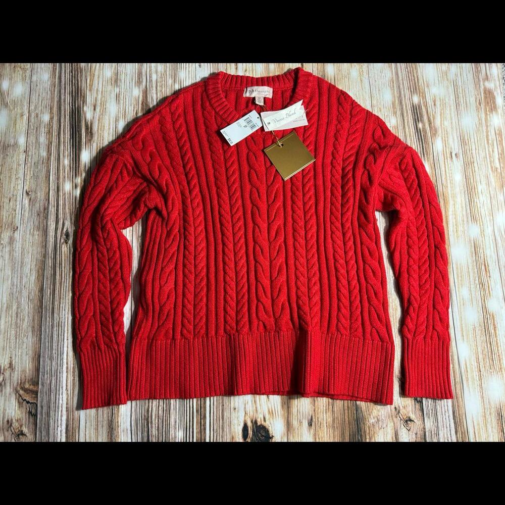 Philosophy Cable Knit Crewneck Women’s Sweater  Size S Red NWT